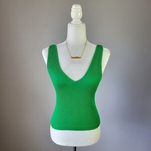 AVOCADO // soft and stretchy ribbed green sleeveless plunge v-neck tank top